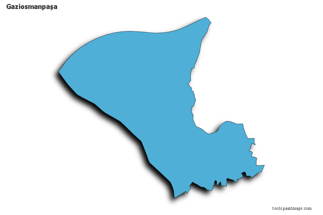 Mapa de Gaziosmanpaşa con efecto de sombra 3D