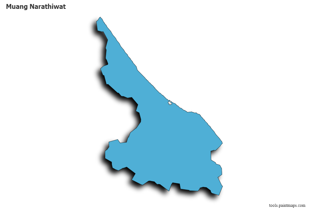 Mapa de Muang Narathiwat con efecto de sombra 3D