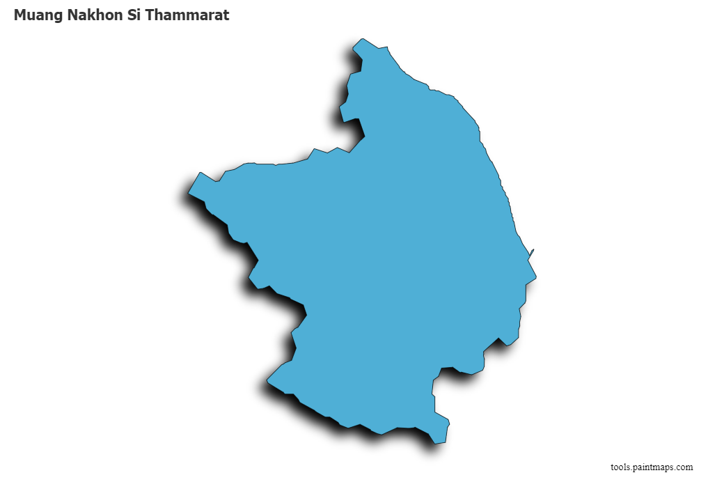 Mapa de Muang Nakhon Si Thammarat con efecto de sombra 3D