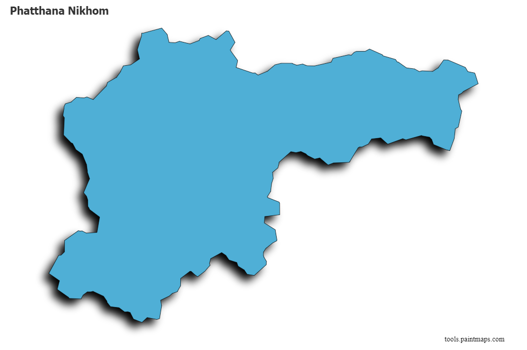 Mapa de Phatthana Nikhom con efecto de sombra 3D