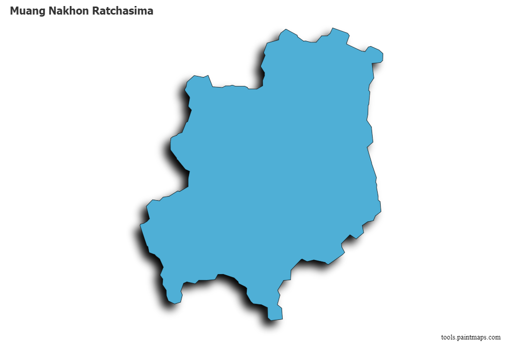 Mapa de Muang Nakhon Ratchasima con efecto de sombra 3D