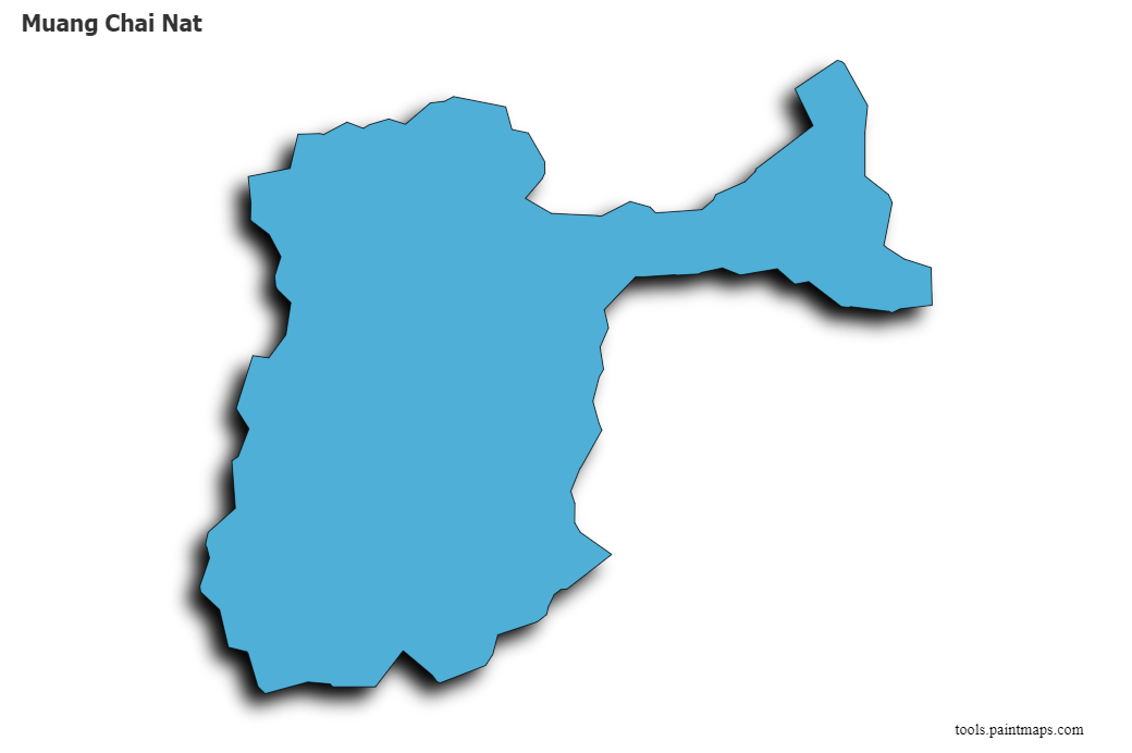 Mapa de Muang Chai Nat con efecto de sombra 3D