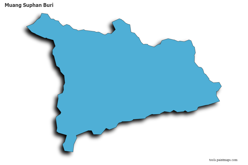 Mapa de Muang Suphan Buri con efecto de sombra 3D