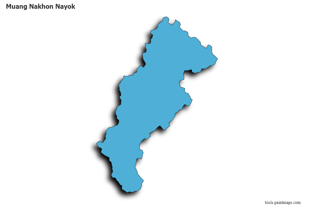 Nakhon Nayok map with 3d shadow effect