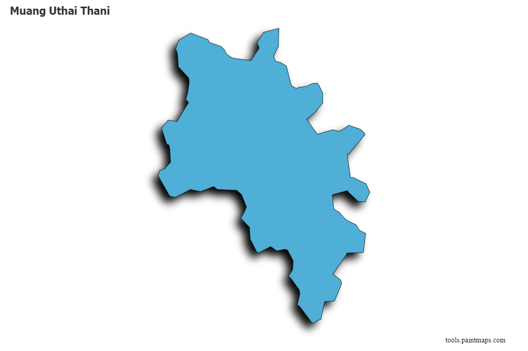 Mapa de Muang Uthai Thani con efecto de sombra 3D