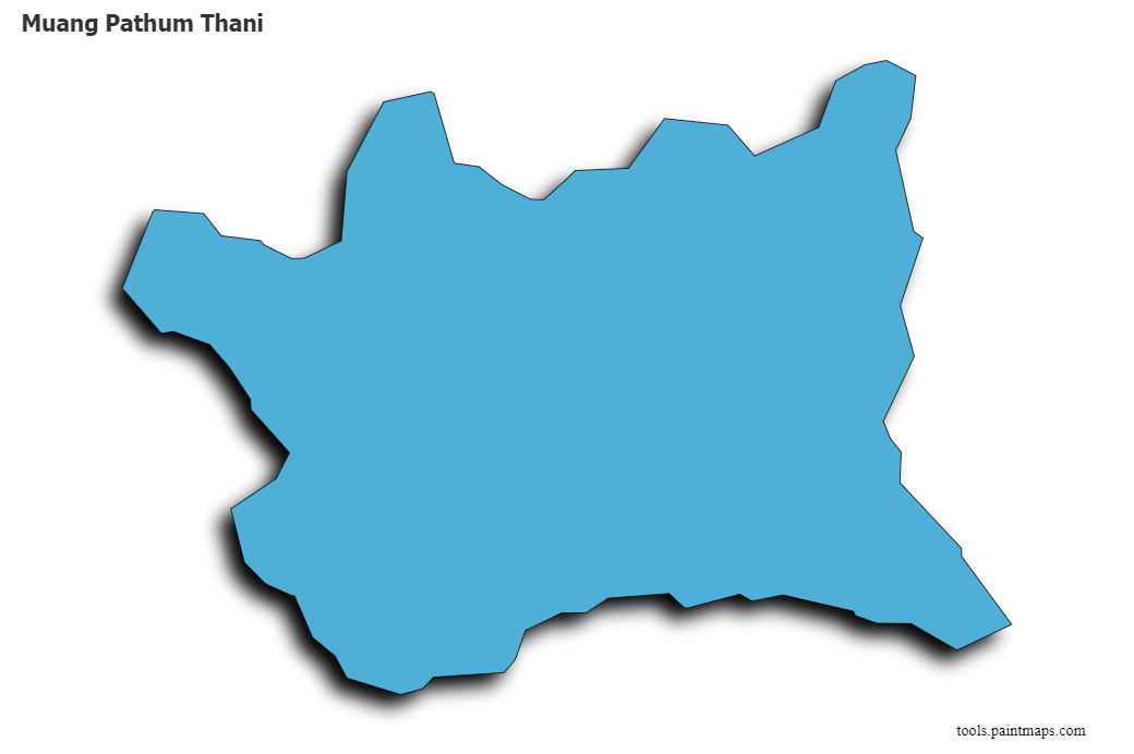 Mapa de Muang Pathum Thani con efecto de sombra 3D