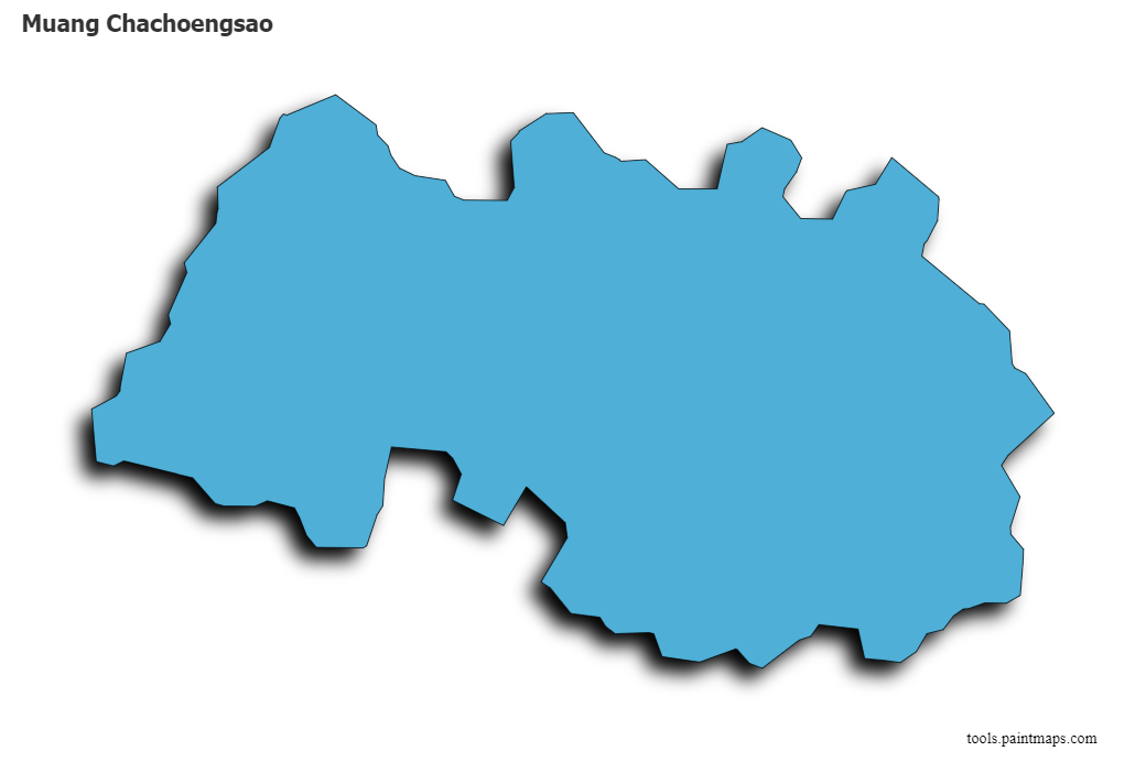 Mapa de Muang Chachoengsao con efecto de sombra 3D