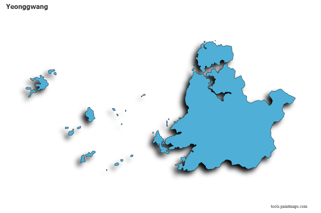 Mapa de Yeonggwang con efecto de sombra 3D