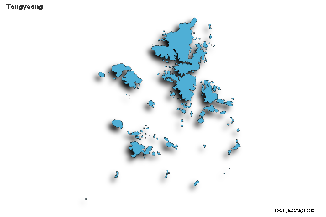 Tongyeong map with 3d shadow effect