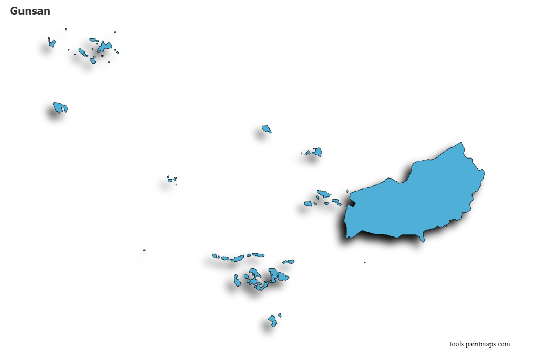 Gunsan map with 3d shadow effect