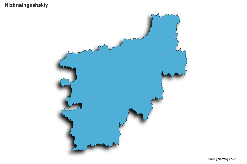 Mapa de Nizhneingashskiy con efecto de sombra 3D