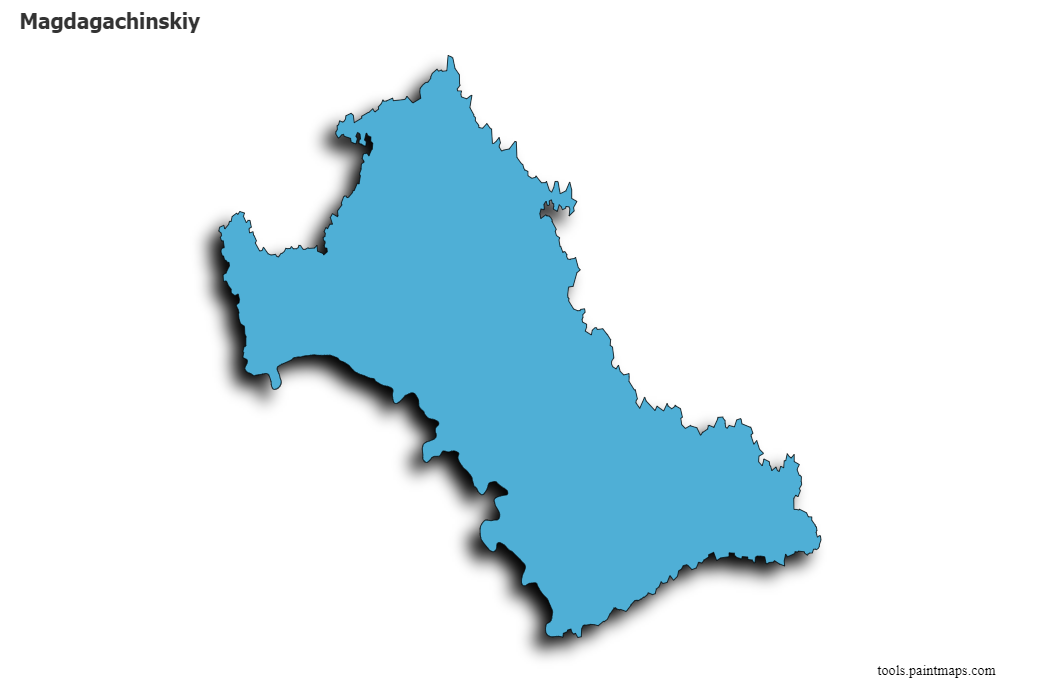 Mapa de Magdagachinskiy con efecto de sombra 3D