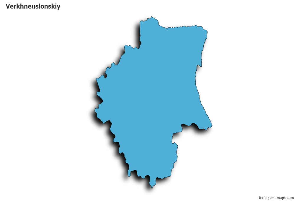 Mapa de Verkhneuslonskiy con efecto de sombra 3D