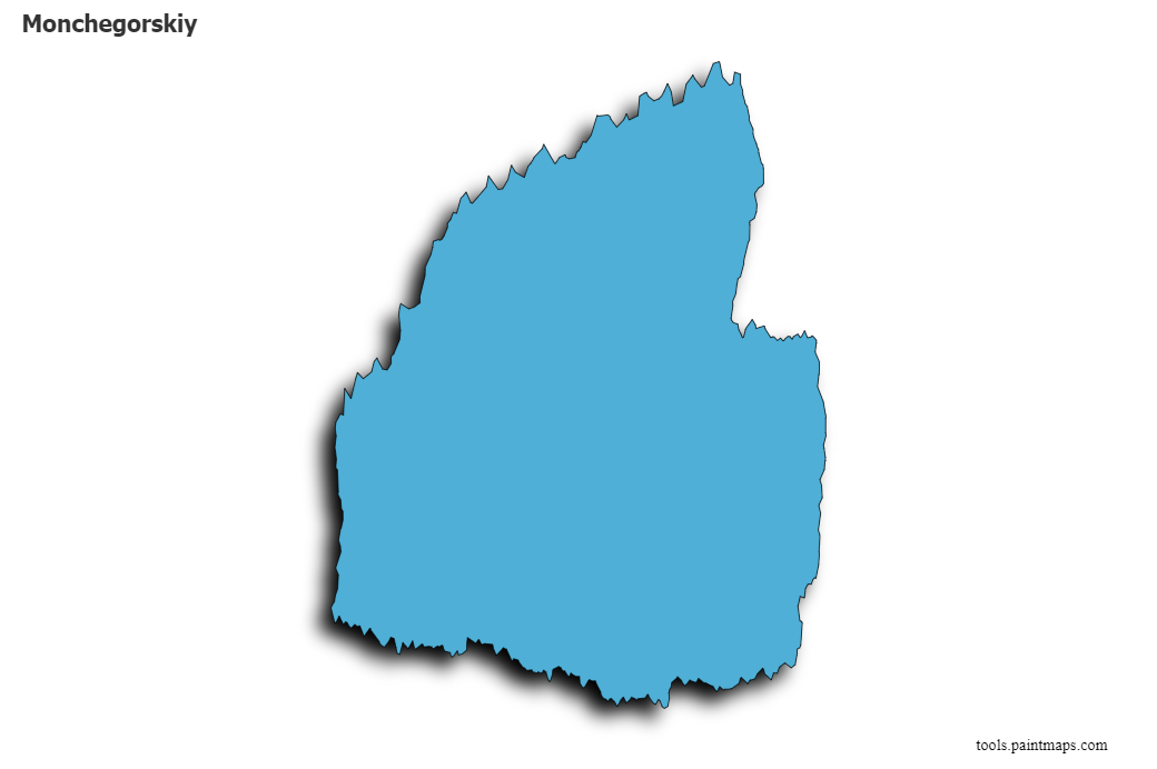 Mapa de Monchegorskiy con efecto de sombra 3D