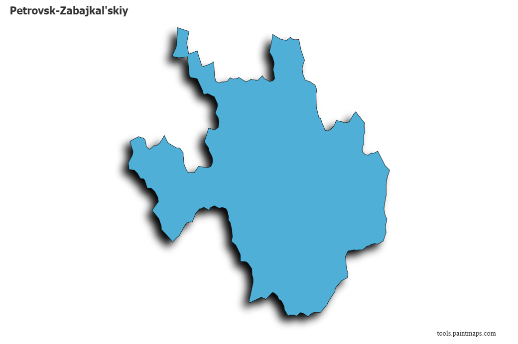 Mapa de Petrovsk-Zabajkal'skiy con efecto de sombra 3D