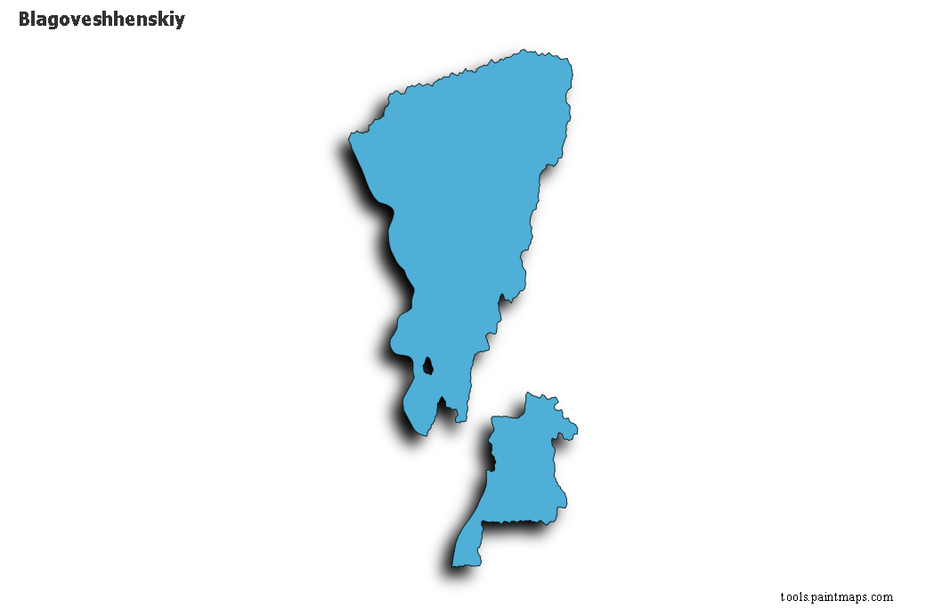 Mapa de Blagoveshhenskiy con efecto de sombra 3D