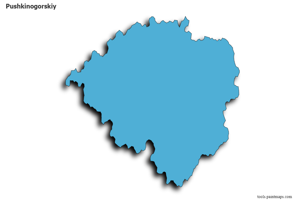 Mapa de Pushkinogorskiy con efecto de sombra 3D