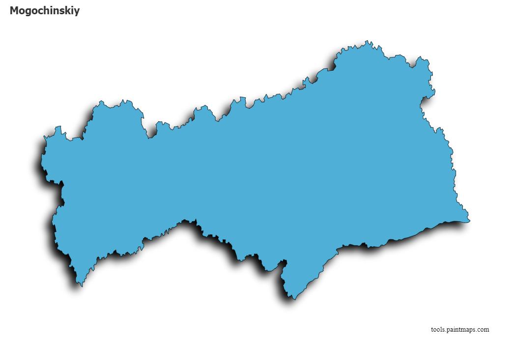 Mapa de Mogochinskiy con efecto de sombra 3D