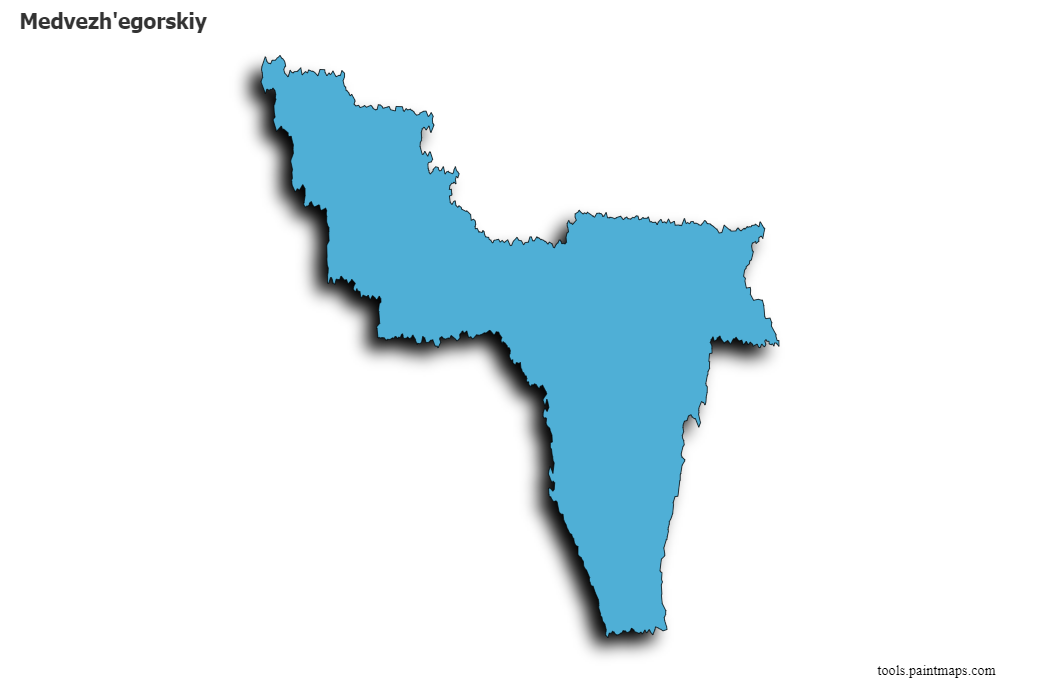 Mapa de Medvezh'egorskiy con efecto de sombra 3D