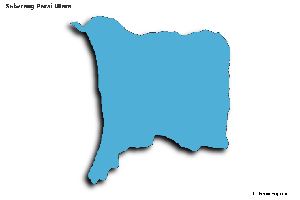 3D gölge efektli Seberang Perai Utara haritası