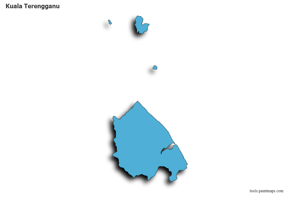 Kuala Terengganu map with 3d shadow effect