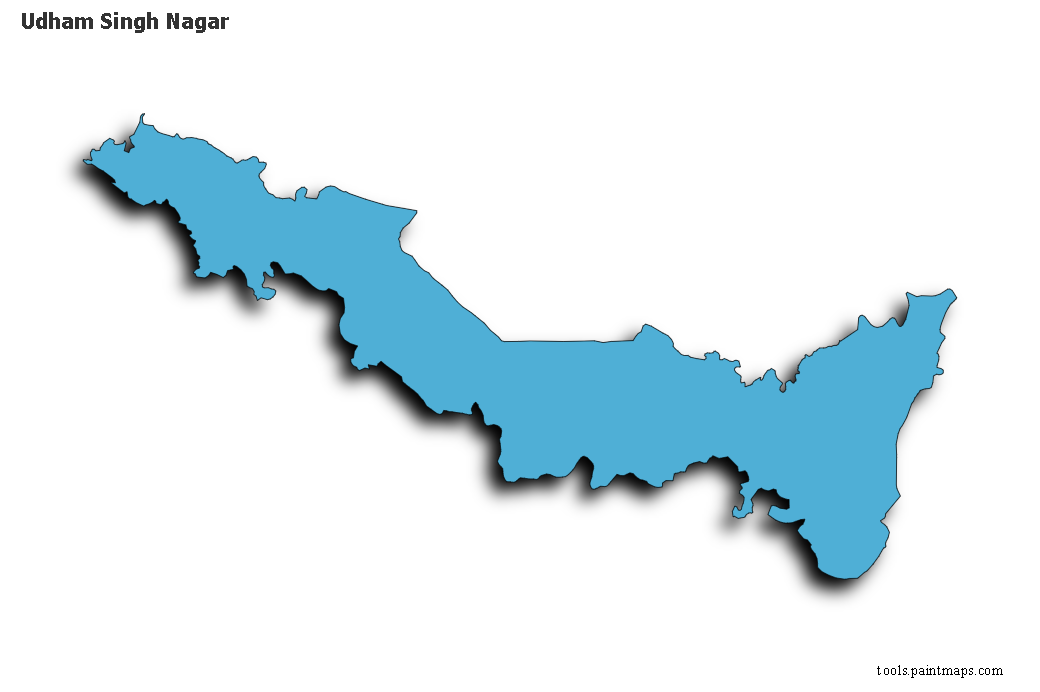 Udham Singh Nagar map with 3d shadow effect