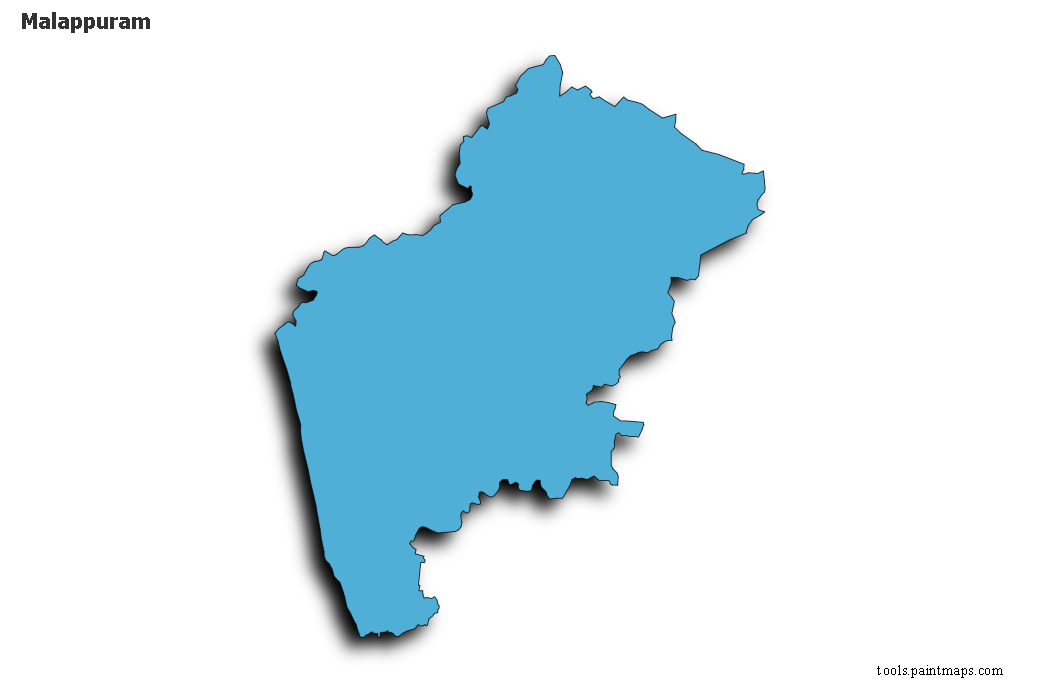 Malappuram map with 3d shadow effect