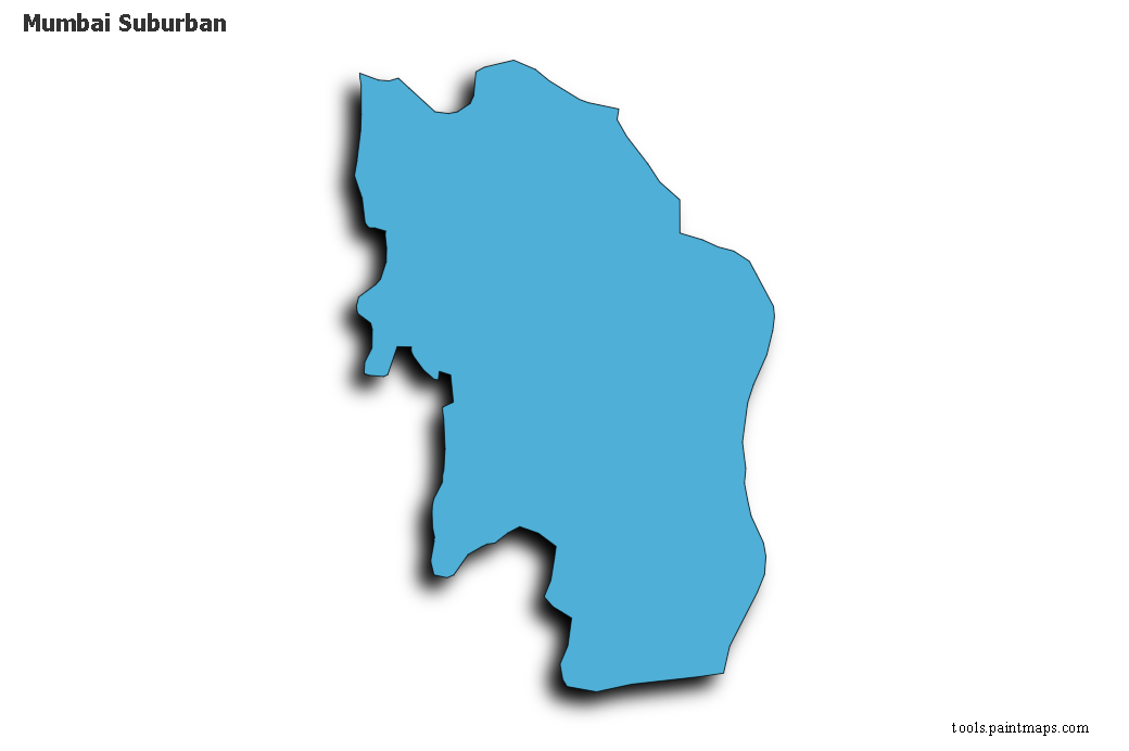 Mapa de Mumbai Suburban con efecto de sombra 3D