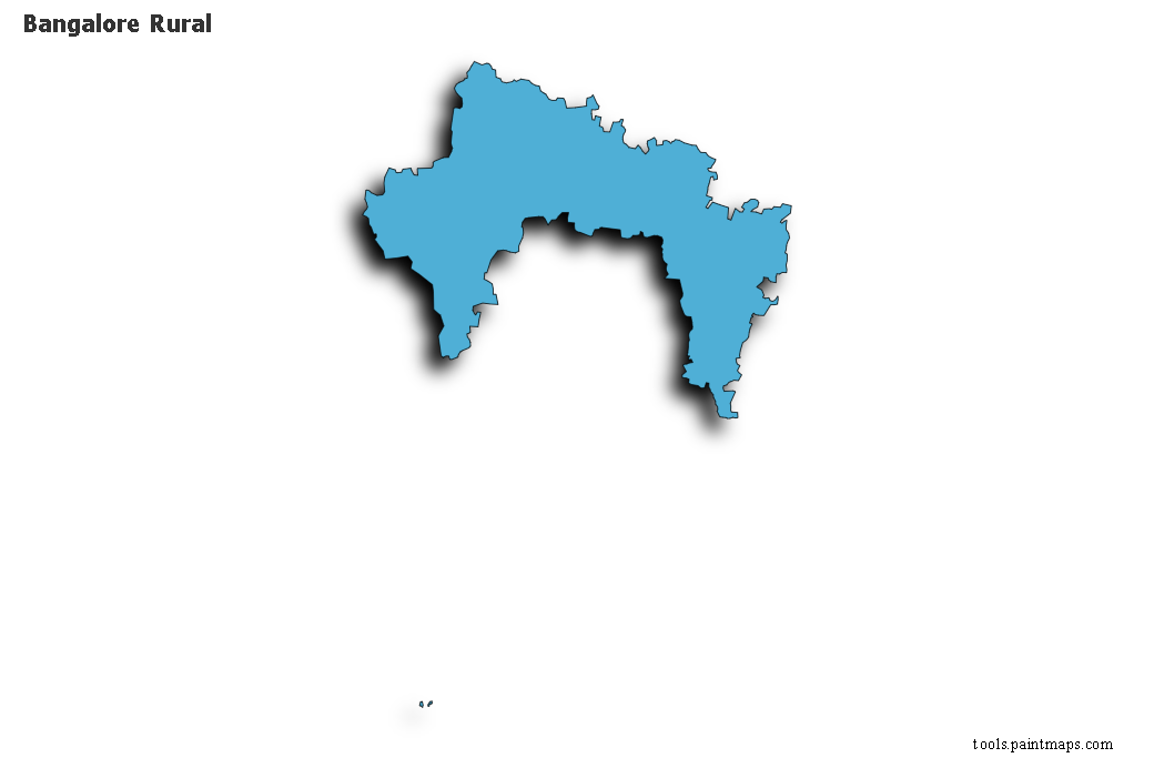 Bangalore Rural map with 3d shadow effect