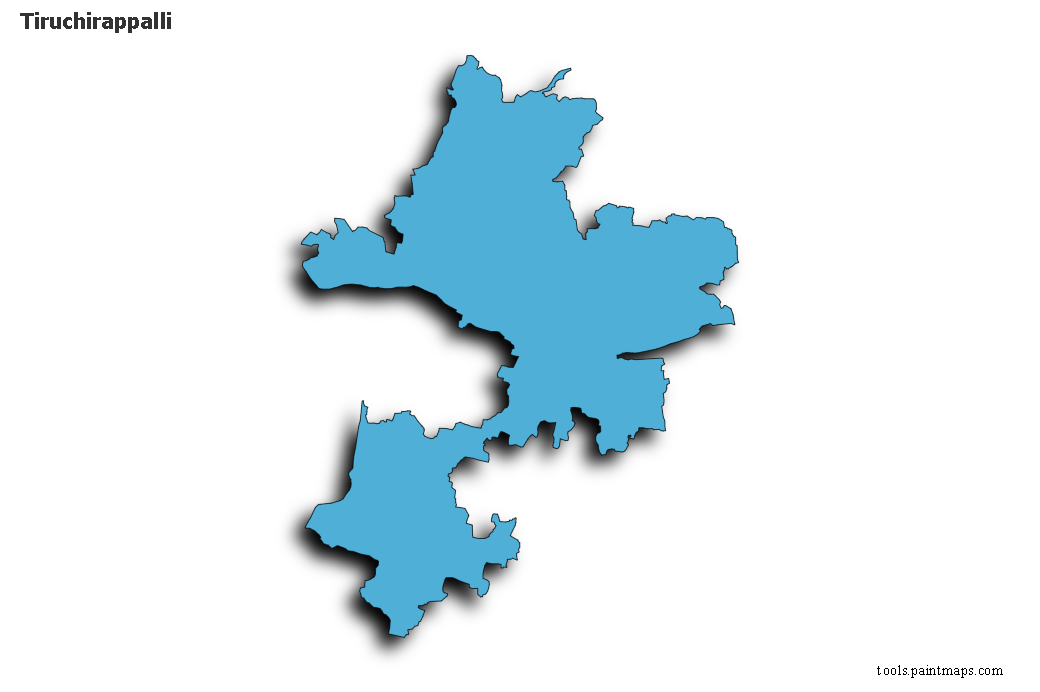 Tiruchirappalli map with 3d shadow effect