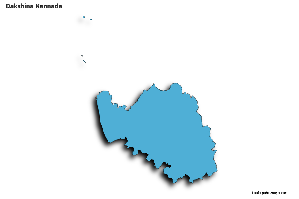 Dakshina Kannada map with 3d shadow effect