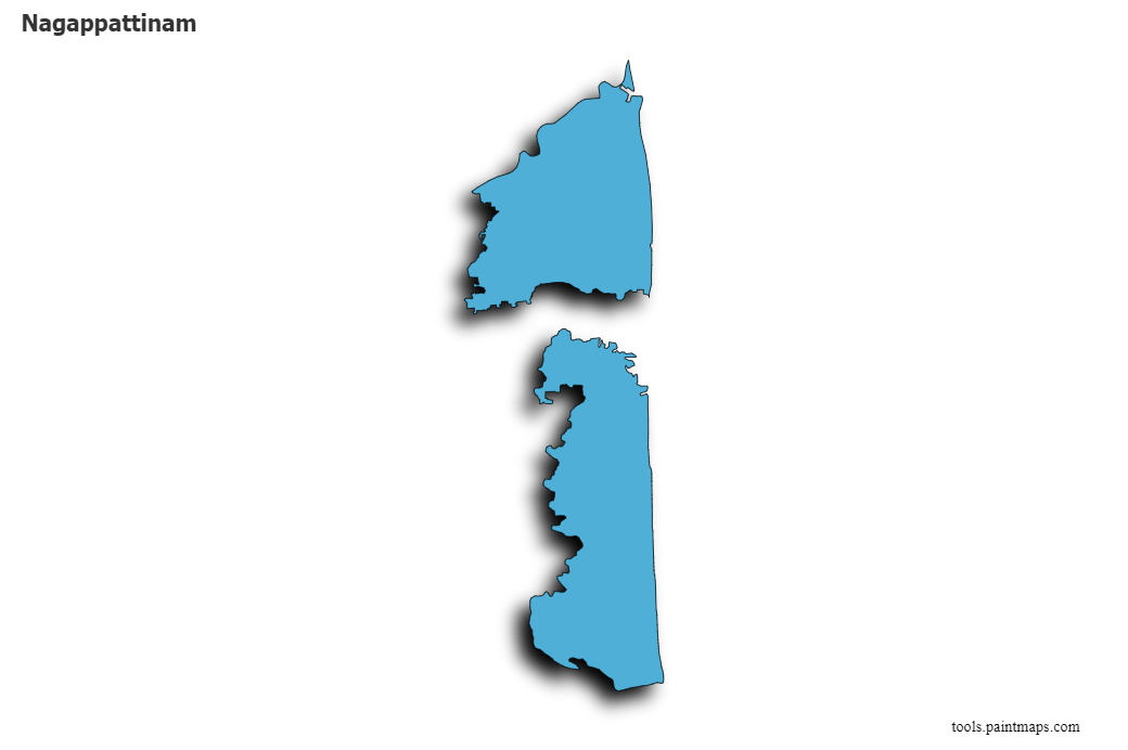 3D gölge efektli Nagappattinam haritası