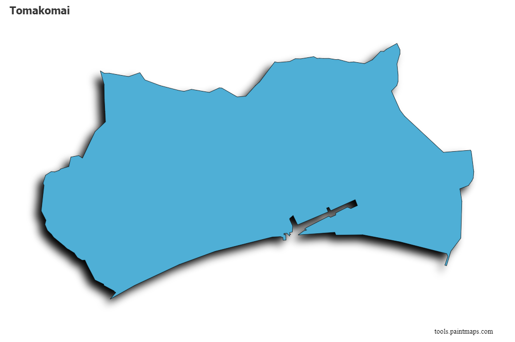 Mapa de Tomakomai con efecto de sombra 3D