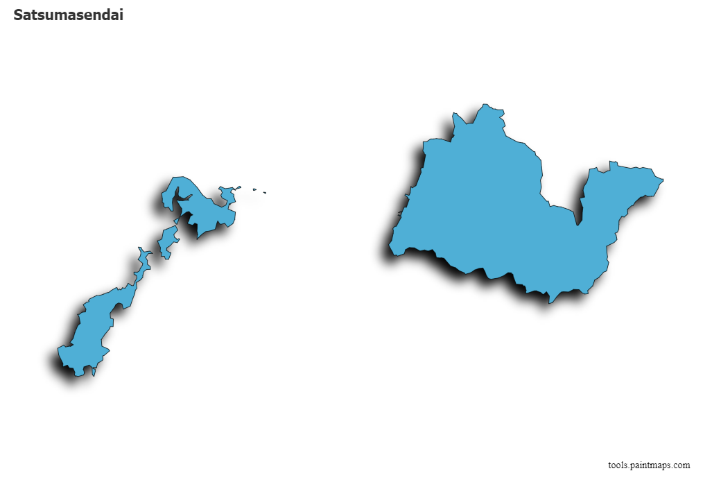 3D gölge efektli Satsumasendai haritası