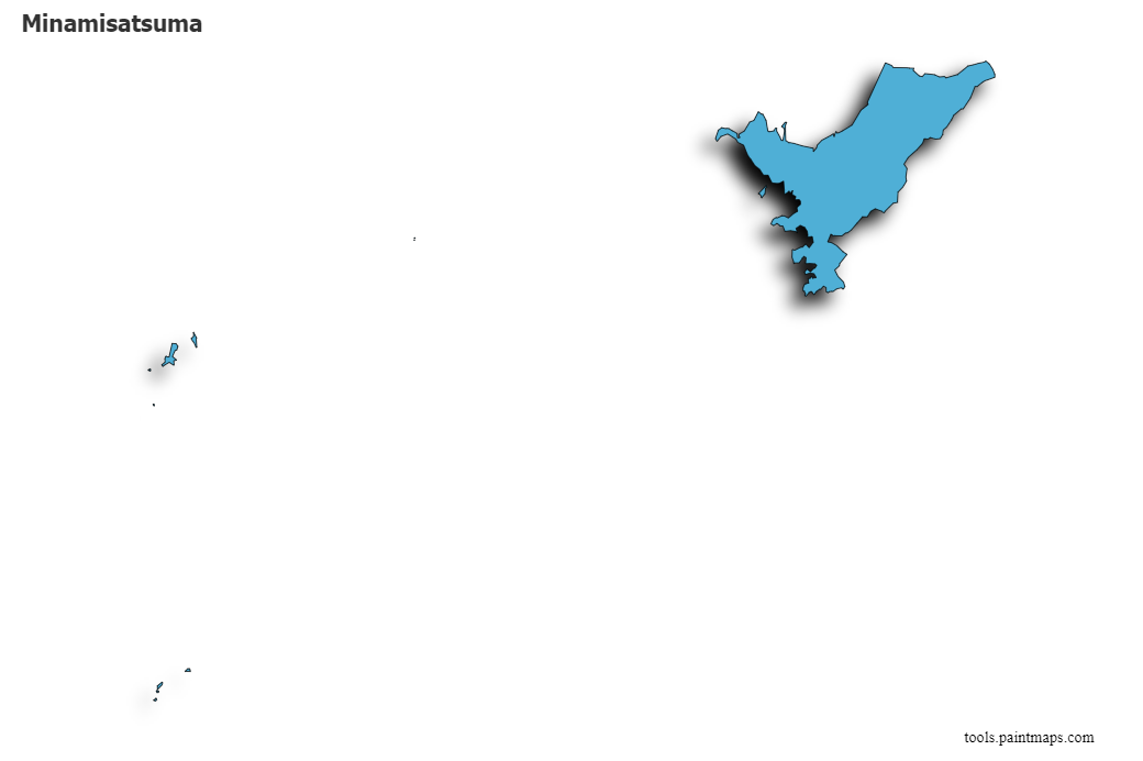 3D gölge efektli Minamisatsuma haritası