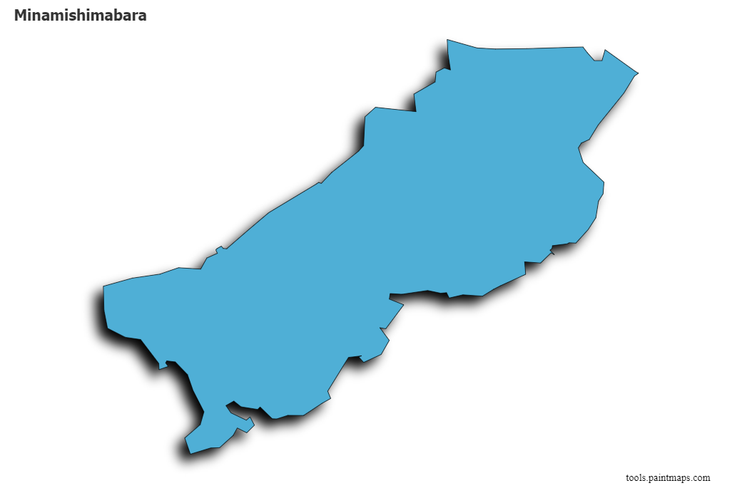 Mapa de Minamishimabara con efecto de sombra 3D