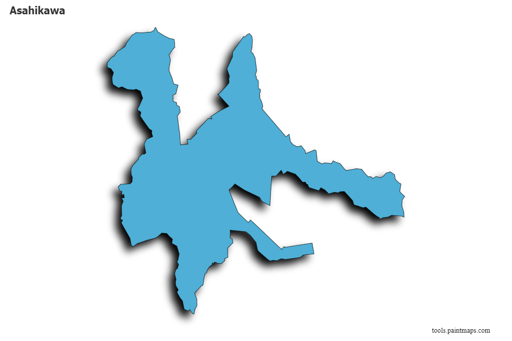 Asahikawa map with 3d shadow effect