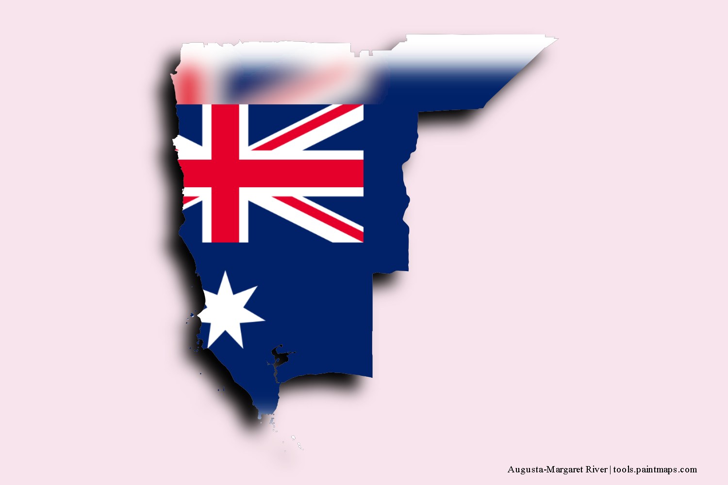 flag map of Augusta-Margaret River with 3D shadow effect