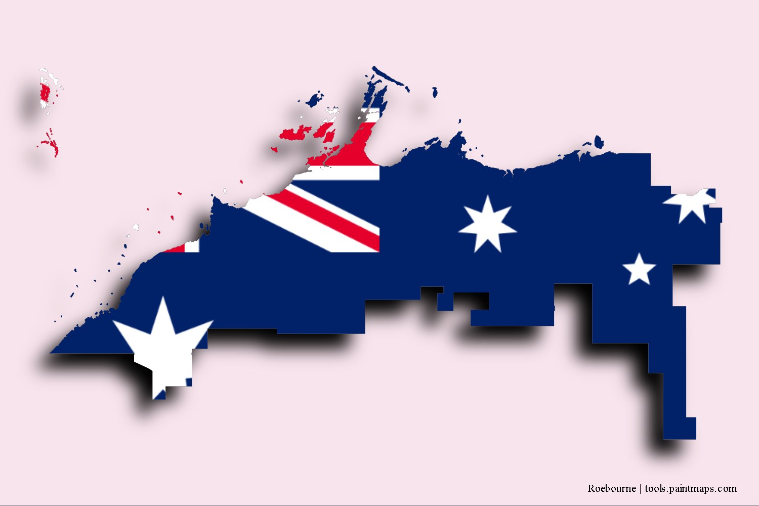 Mapa de la bandera de Roebourne con efecto de sombra 3D