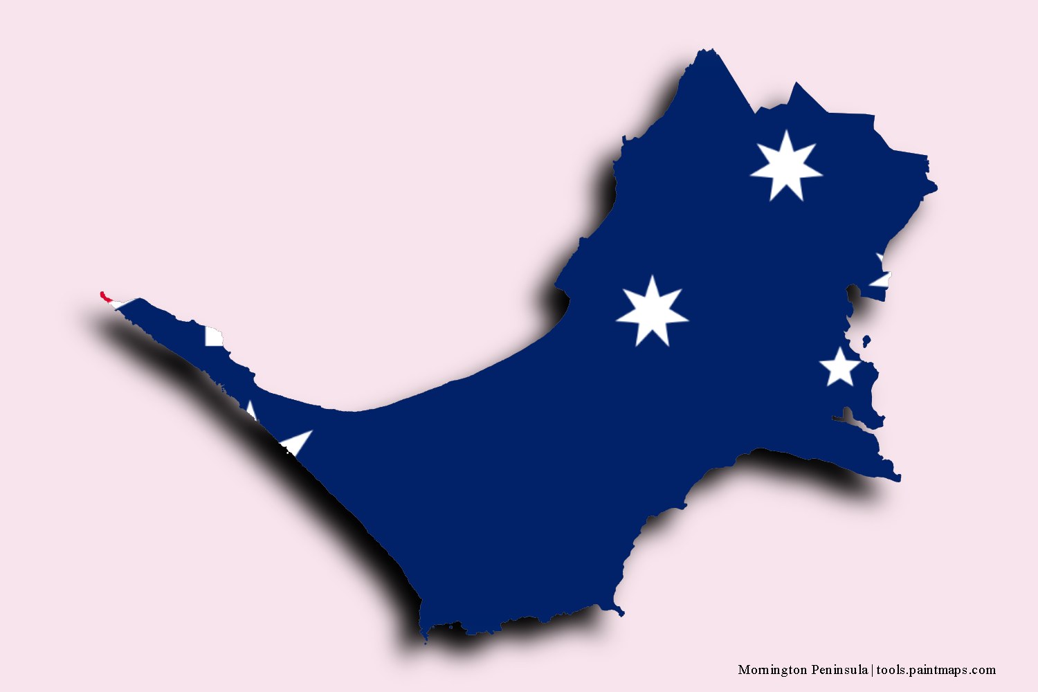 flag map of Mornington Peninsula with 3D shadow effect