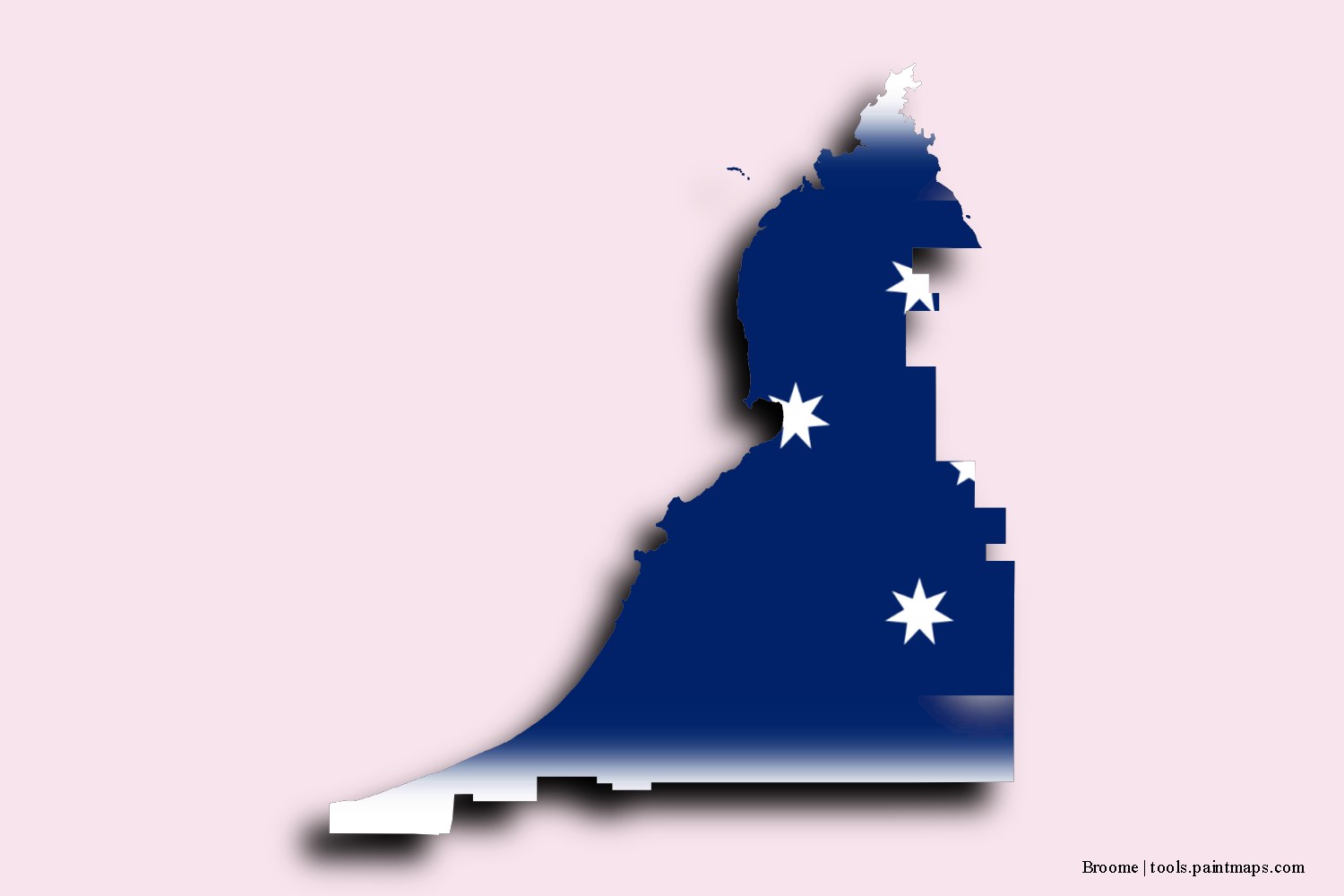 flag map of Broome with 3D shadow effect