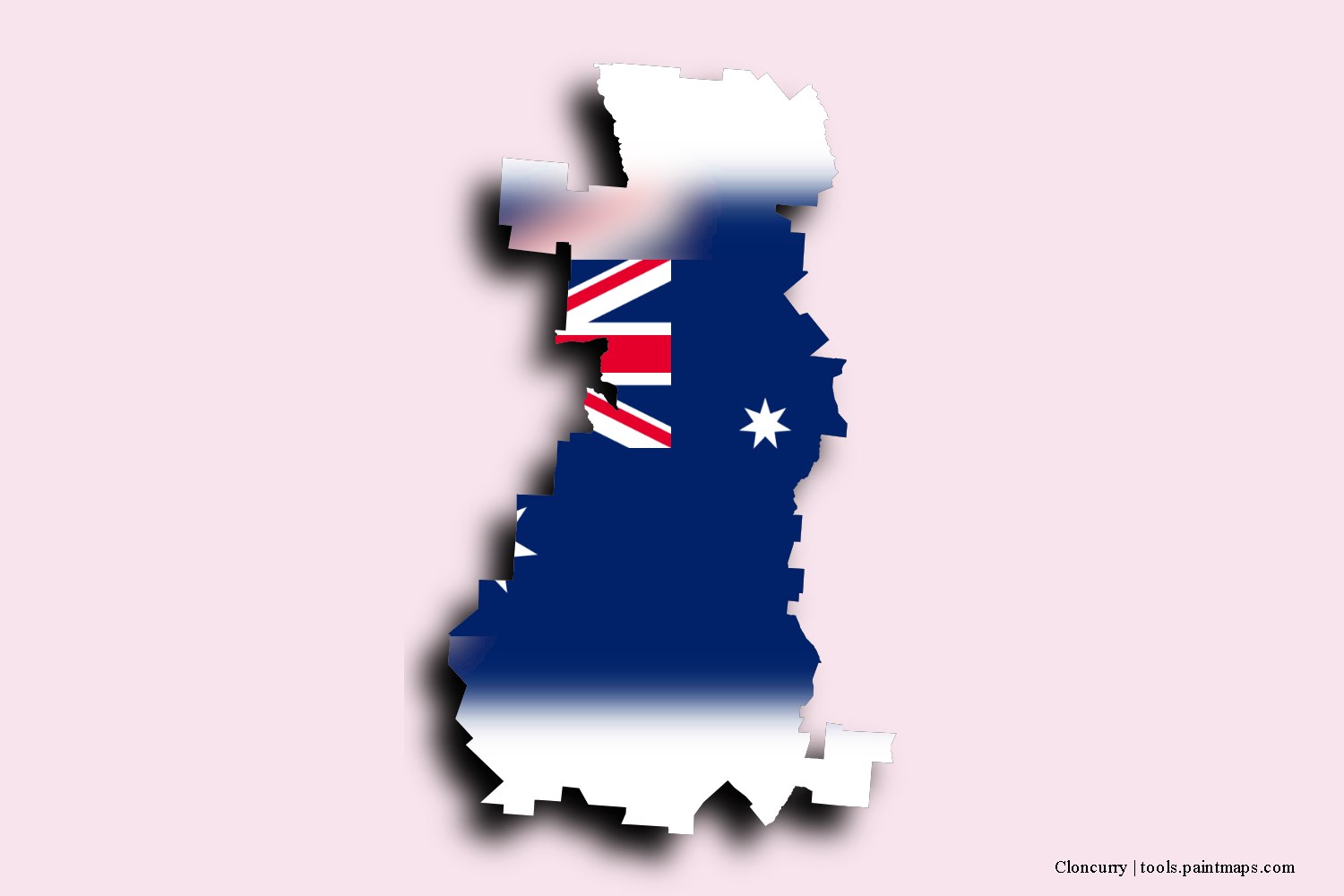 flag map of Cloncurry with 3D shadow effect