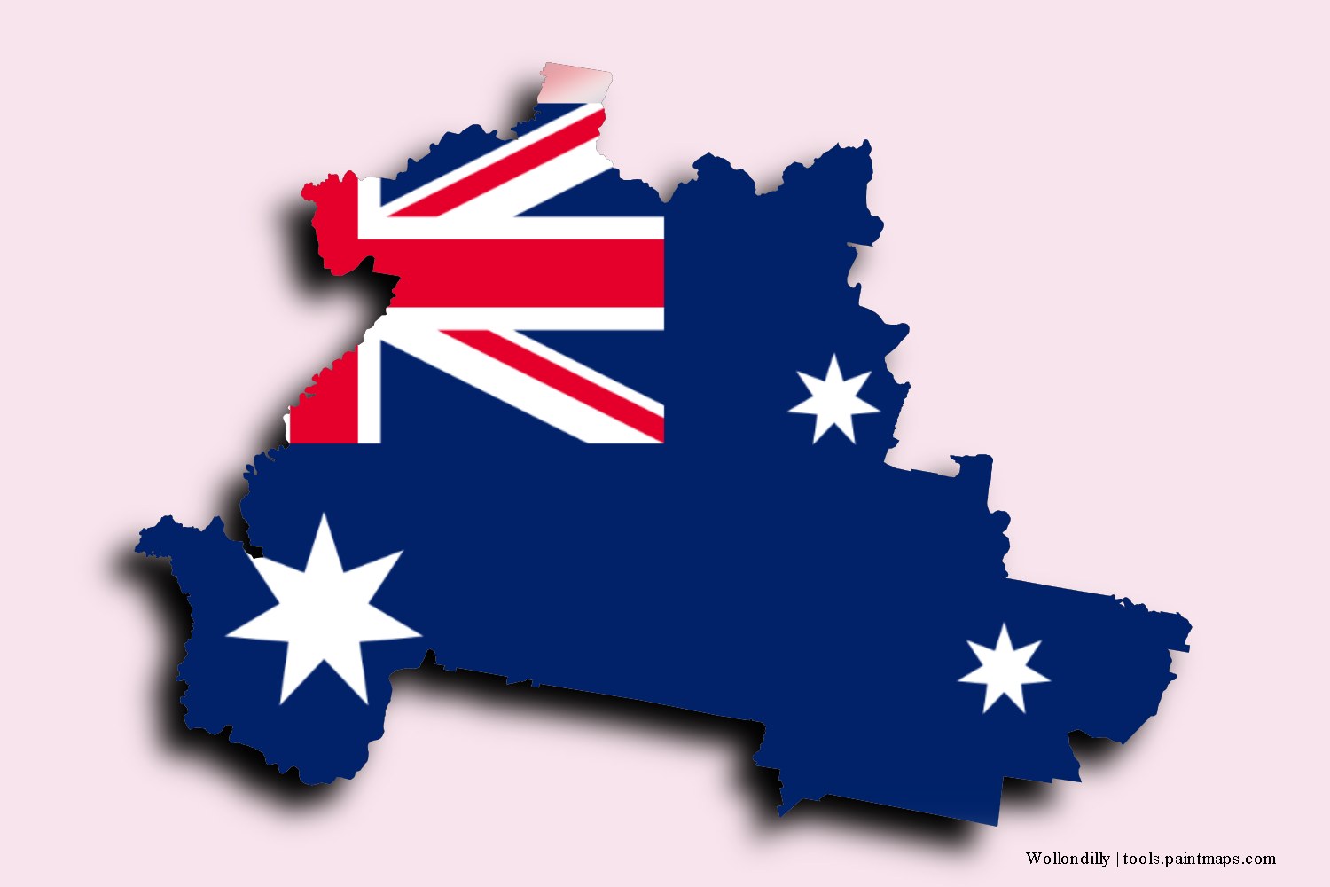 flag map of Wollondilly with 3D shadow effect