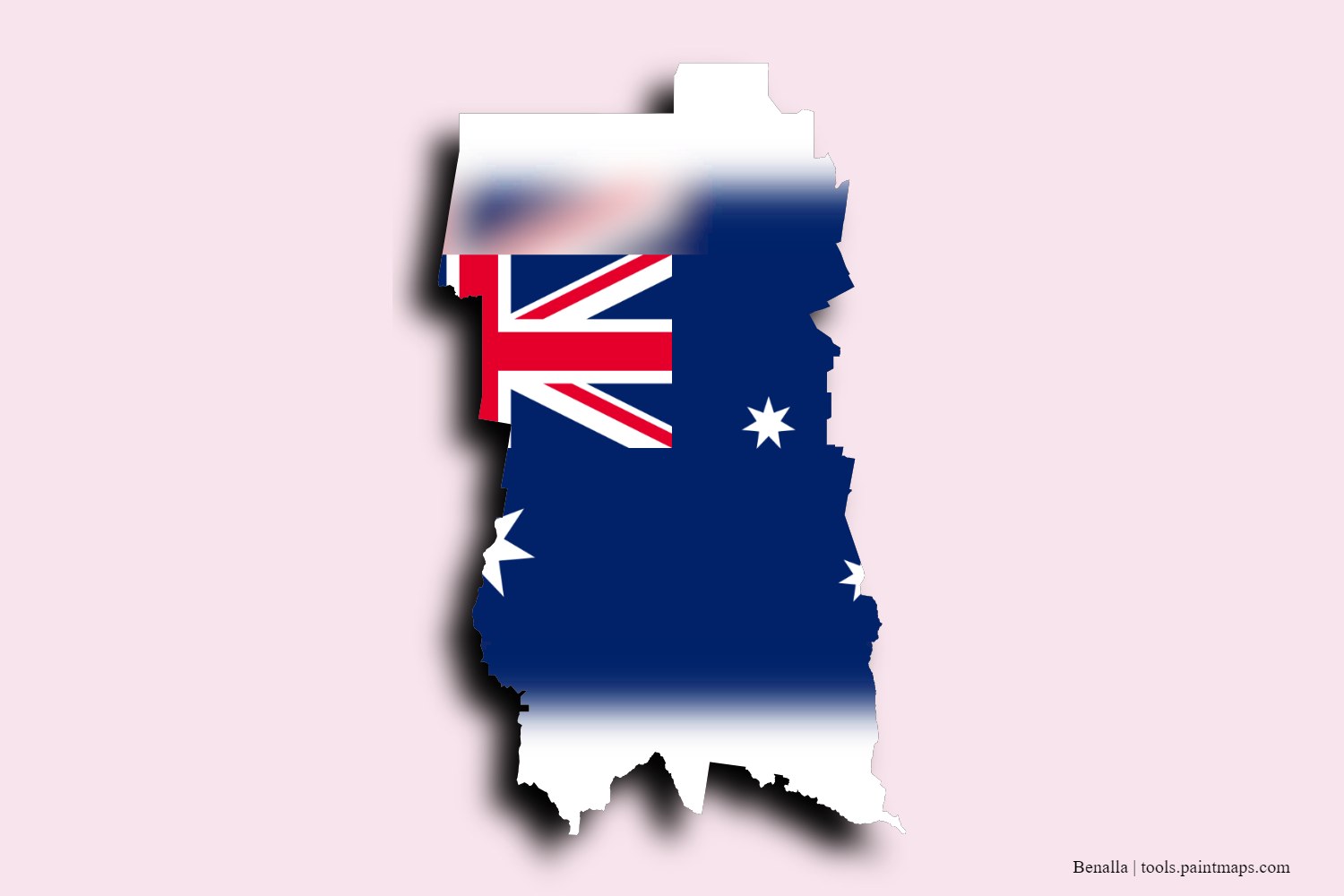 flag map of Benalla with 3D shadow effect