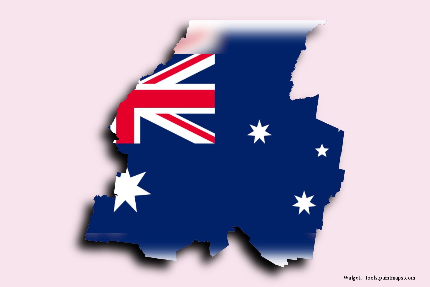 flag map of Walgett with 3D shadow effect