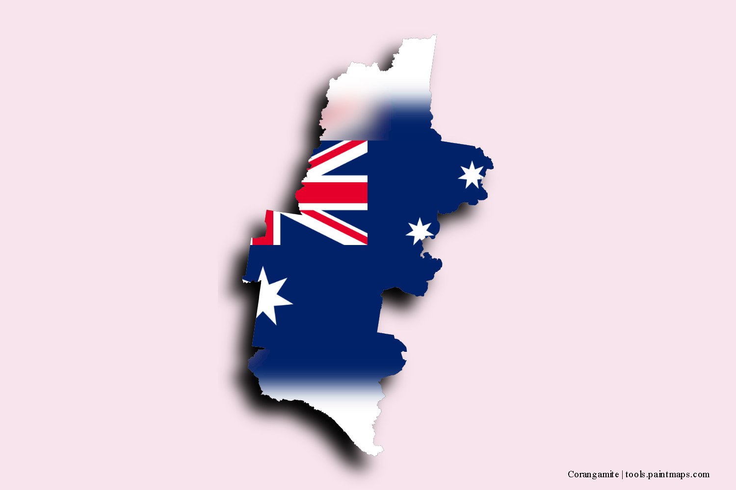 flag map of Corangamite with 3D shadow effect