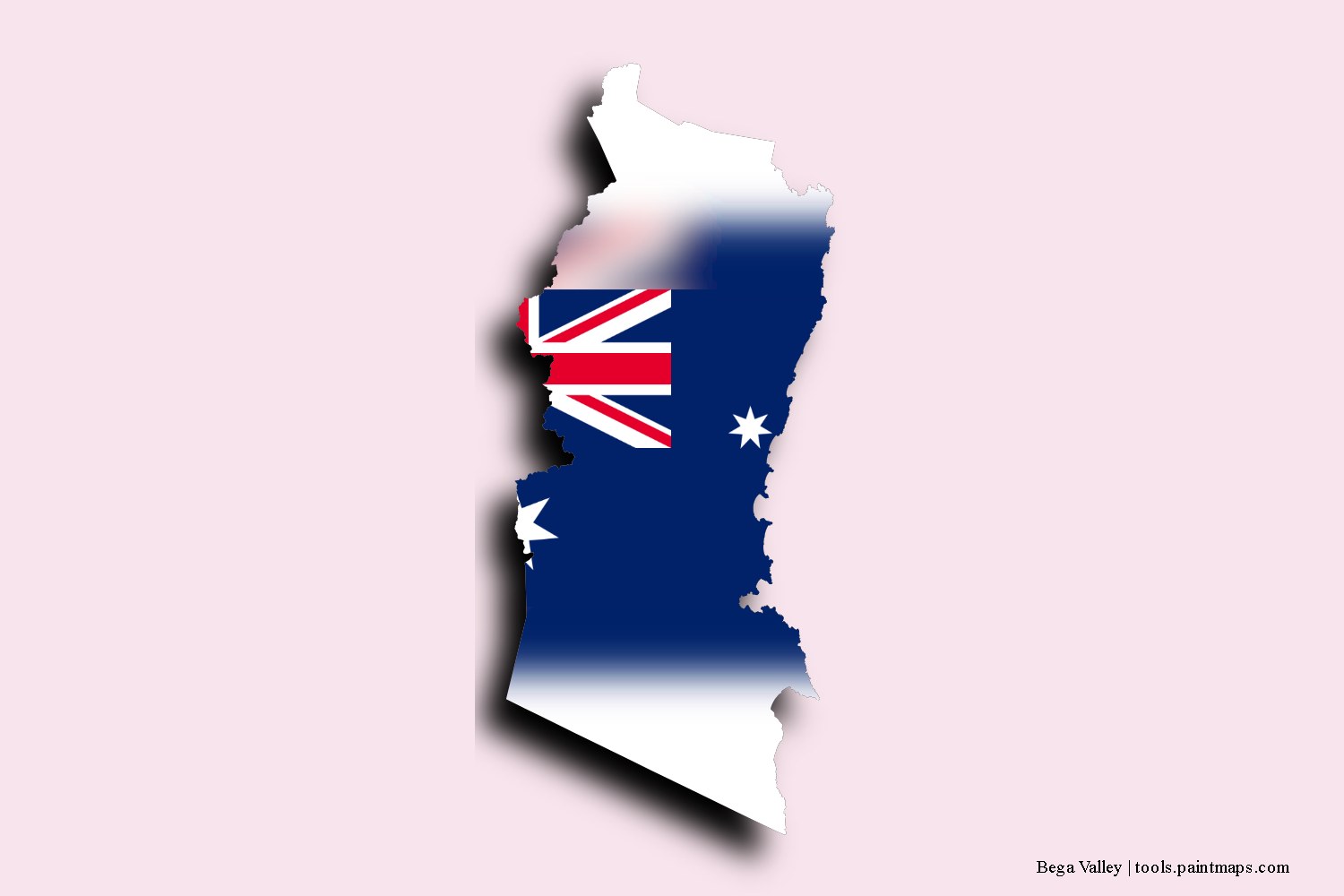 flag map of Bega Valley with 3D shadow effect