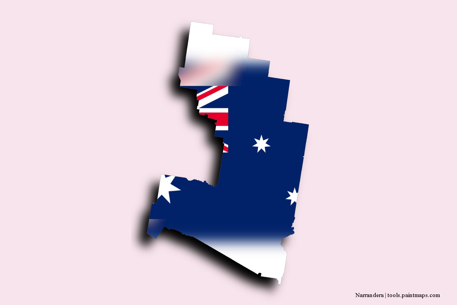 flag map of Narrandera with 3D shadow effect