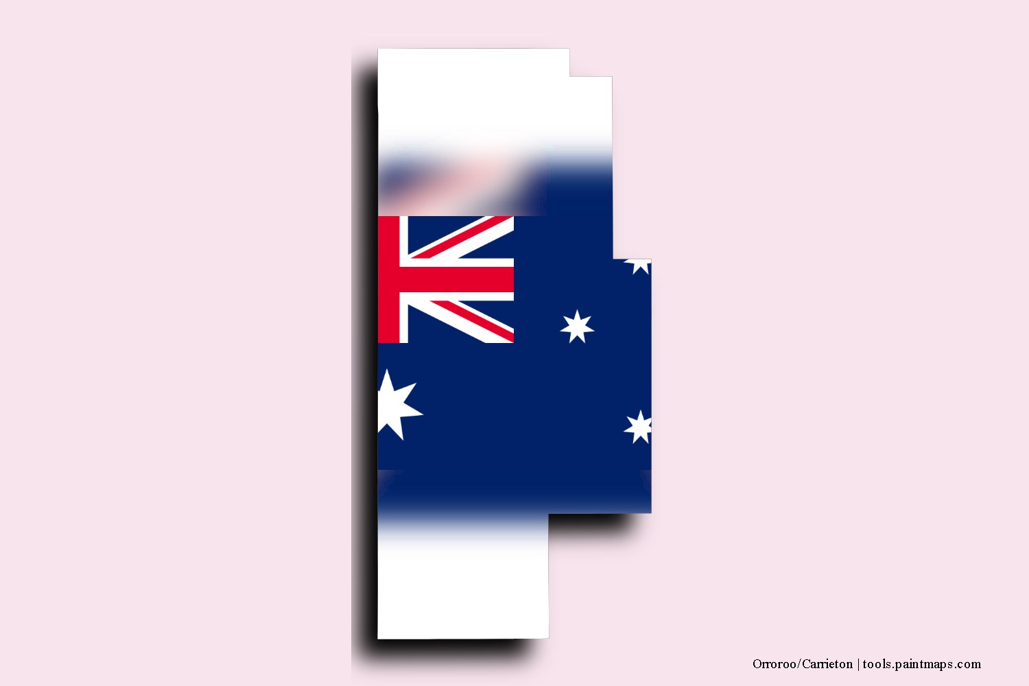 flag map of Orroroo/Carrieton with 3D shadow effect