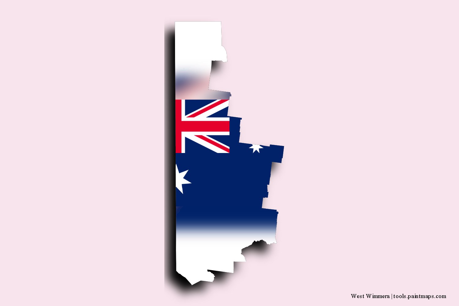 flag map of West Wimmera with 3D shadow effect